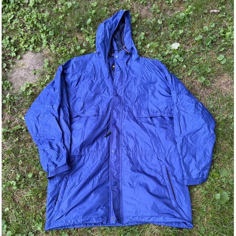 Vintage Eddie Bauer‎ EBTEK Rain Jacket Mens Blue Hooded Gorpcore Coat